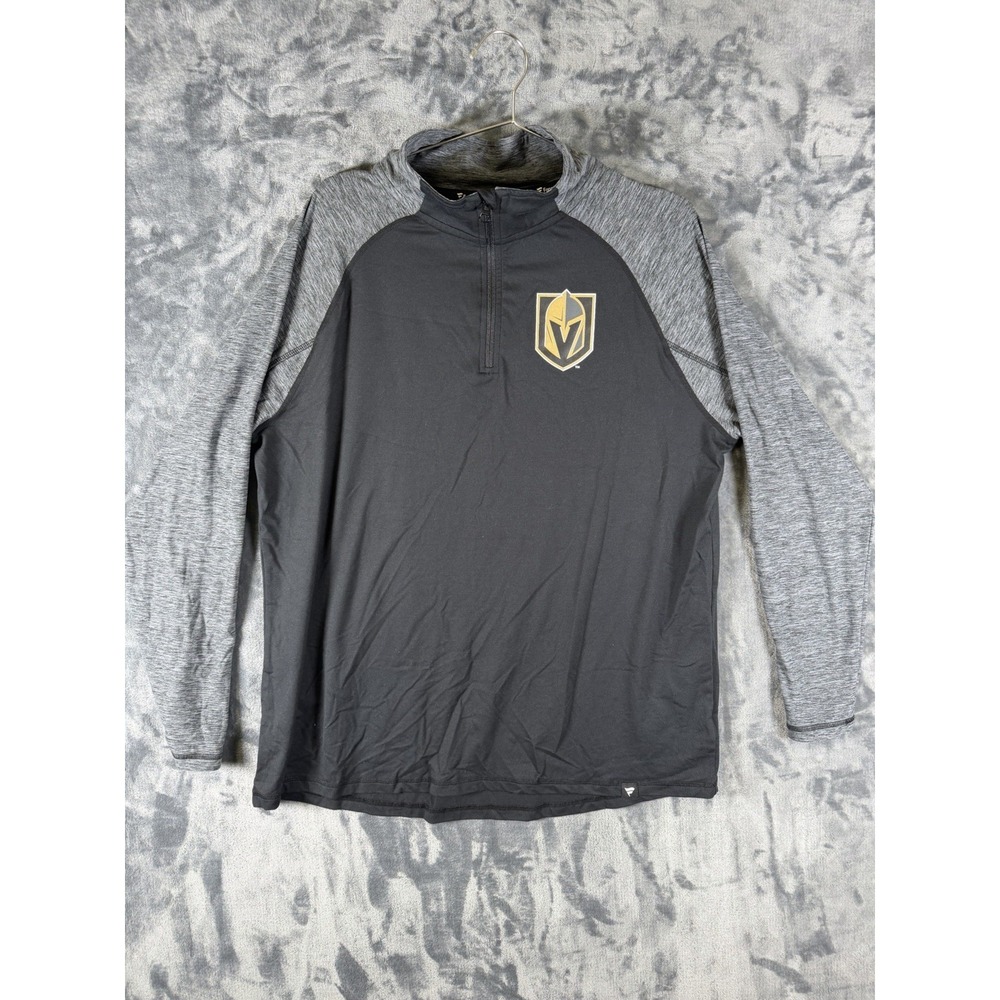 NHL Las Vegas Golden Knights 1/4 Zip Blk/Gray Pullover Sweater Men's 2XL